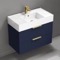 Blue Bathroom Vanity, Modern, Floating, 32